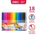 Deli EC10013 School Felt Pen/Spidol Warna-Felt Pen Washable 1.0mm 18C