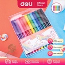 Deli EC10003 School Felt Pen/Spidol Warna-Felt Pen Washable 1.0mm 12C
