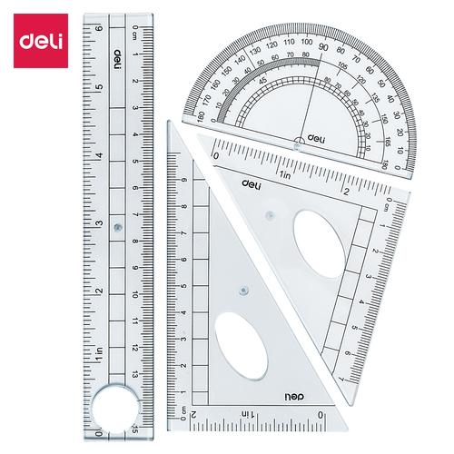 Drafting Set 4pcs Ruler Set Squares Protractor E9597