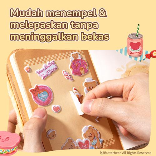 Deli x Butterbear Sticker 3D Beruang Lucu Tahan Air Mudah Menempel Motif HY210