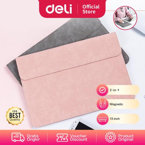 Deli Laptop Sleeve / Tas Laptop Kulit 2 in 1 13" Dengan Mousepad 63766