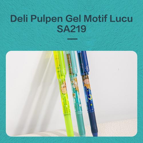 Deli Pulpen Gel / Cute Gel Pen 0.38mm Tinta Hitam SA219 12PCS (BOX)