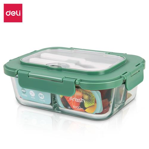 Deli Kotak Makan Kaca Bekal / Penyimpanan Makanan Gratis Sendok LM804