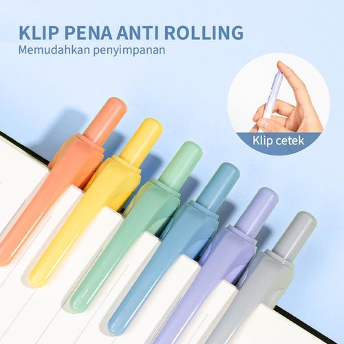 Deli Penanda Cetek / Retractable Highlighter 6 Warna Cerah Kartun S117