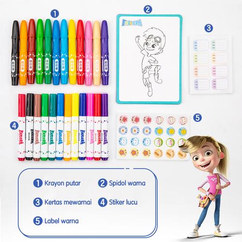 Deli School Art Set / Set Alat Mewarnai Anak 40pcs Super Lengkap 75408