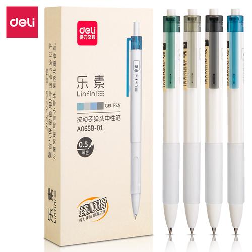 Deli Retractable Gel Pen Pulpen Gel Cetek 0.5mm Desain Simple A065B-01
