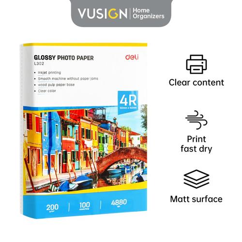 Deli Inkjet Photo Paper Kertas Foto Inkjet Glossy 4R 200g isi100 EL302