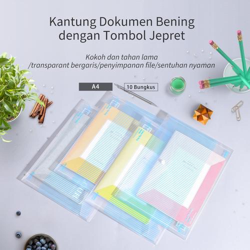 Deli File Bag / Tas Map Plastik Kancing A4 Anti Air Motif Garis 5630