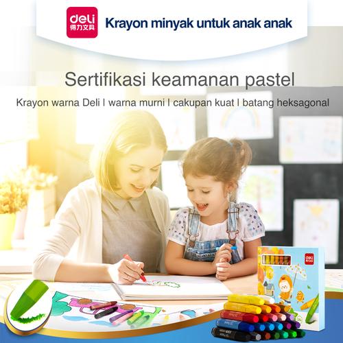 Deli Oil Pastel Crayon / Krayon 12 24 Bersertifikat Warna Cerah 33982