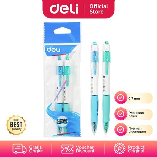 Deli Ballpoint Pen / Pulpen 0.7 mm Tinta Biru EQ17-MT-BL EQ18-MT-BL
