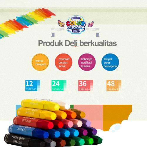 Deli Oil Pastel Crayon / Krayon 12 24 Bersertifikat Warna Cerah 33982