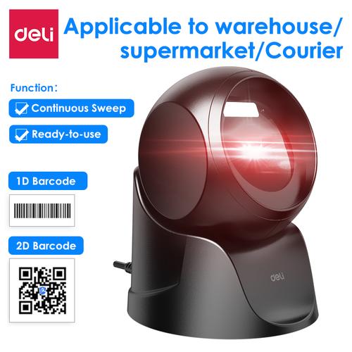 Deli Stand Barcode Scanner 1D 2D LED Light Adjustable Angle ES231