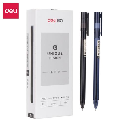 Deli Gel Pen / Pulpen Gel 0.5mm Tinta Hitam Isi 12pcs Desain Unik A120