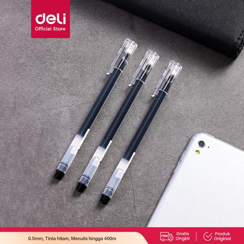 Deli Gel Pen Pulpen Gel 0.5mm Tinta Hitam Isi 12pcs/box A127