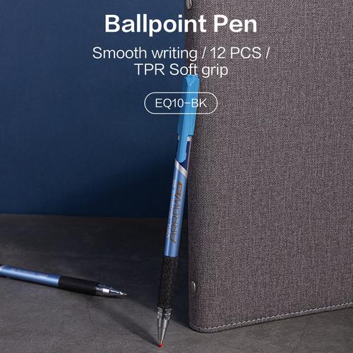 Deli Ballpoint Pen Pulpen 0.7mm Tinta Hitam & Biru Isi 12pcs/box EQ10
