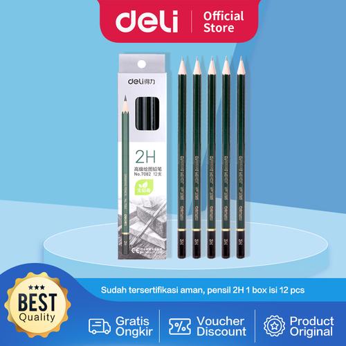 Deli 2H Drawing Pencil / Pensil gambar 2H 12pcs Tidak Mudah Patah 7082
