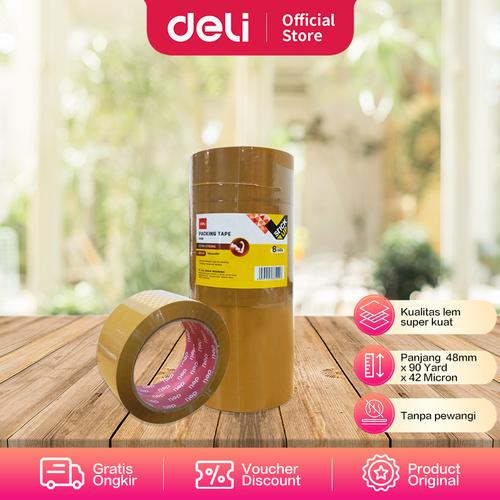 Deli Packing Tape / Lakban Isolasi Coklat 48mmx90Yardx42Micron CA495