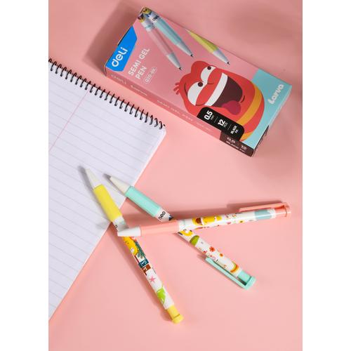 Deli Semi Gel Pen / Pulpen Gel Kartun Larva 0.5mm Isi 12pcs/box EQ26