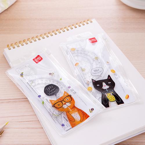 Deli School Ruler / Penggaris Set 4pcs Transparan Desain Lucu 71967