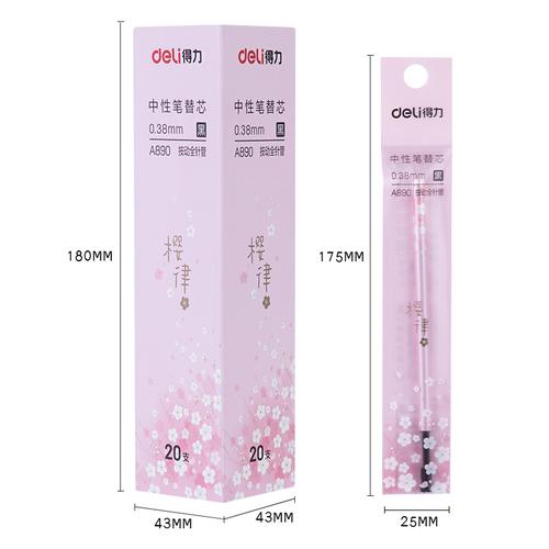 Deli Gel Pen Refill / Tinta Pulpen Gel Hitam 0.38mm isi 20pcs/Box A890