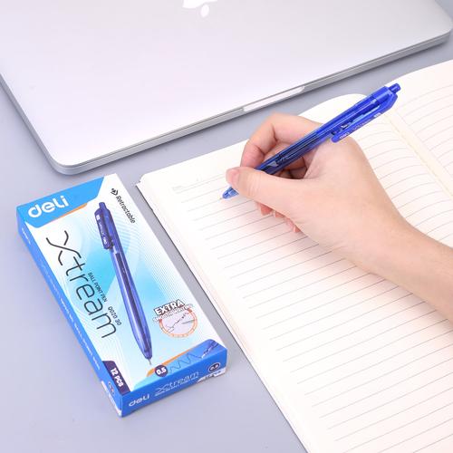 Deli Ballpoint Pen Blue Retracable / Pulpen Bolpoin Biru 0.5mm EQ02030