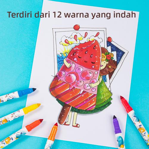 Deli Felt Pen / Spidol Warna Dengan Warna Terang Mudah Dicuci 70738-12