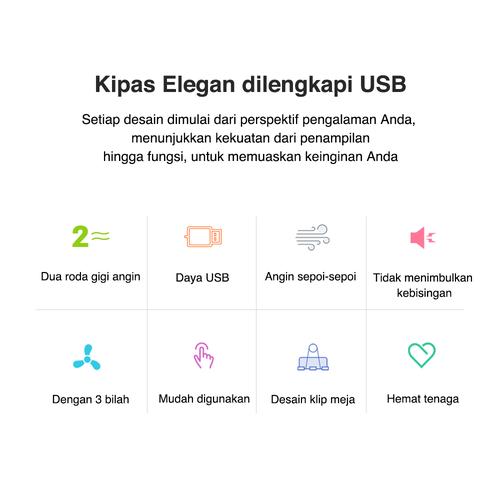 Deli Fan / Kipas Multifungsi Bisa Diputar Digantung Dijepit 5V 3W 3688