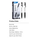 Deli Ballpoint Pen/Pulpen 0.7mm Tinta Hitam Biru Penulisan Halus EQ25