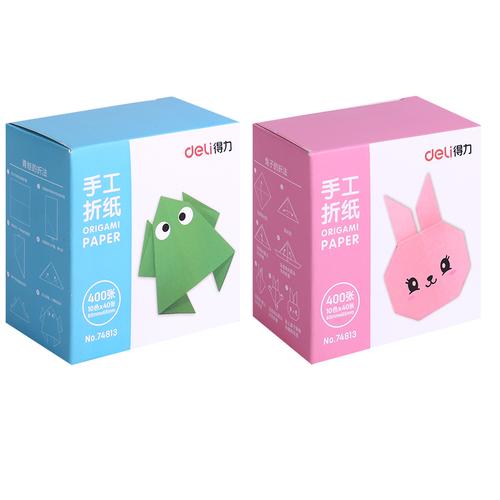 Deli Paper Craft / Origami 400 Lembar 2 Warna Dengan Box 7481X