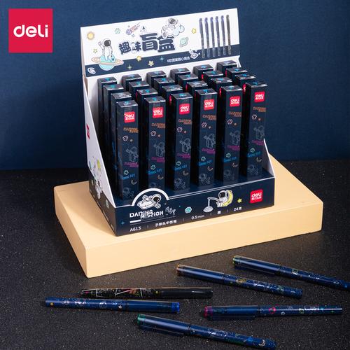 Deli Gel Pen / Pulpen Gel Box Misterius Gambar Astronot 0.5mm A613