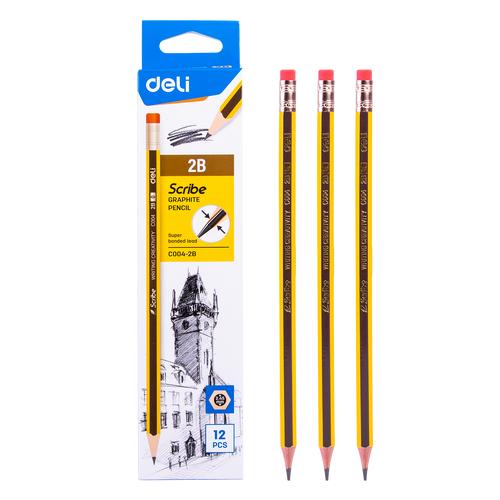 Deli Scribe Graphite Pencil Pensil Grafit 2B isi 12 pcs EC004-2B