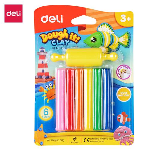 Deli Plasticine / Mainan Lilin Anak 6/8/12Warna Mudah Dibentuk ED750X1