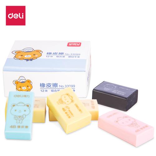 Deli Eraser / Penghapus PVC 1 Box Isi 12pcs Hasil Bersih 4 Warna 33099
