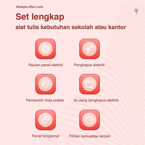 Deli Set Elektrik Rautan Penghapus Vacuum Pensil 5 In 1 33303