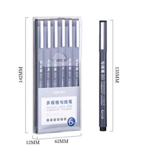 Deli Pigment Liner / Spidol Dengan 6 Pilihan Ketebalan S573