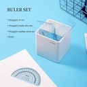 Deli Ruler Set / Set Penggaris Tidak Mudah Patah Dengan Zip Bag 72001