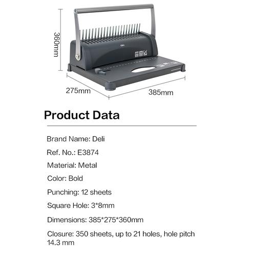 Deli Binding Machine Mesin Binding Sisir E3870