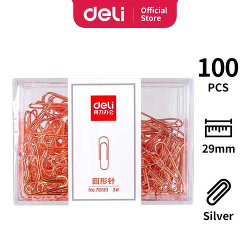 Deli Paper Clip / Penjepit Kertas Rose Gold Ukuran 8x29 mm 78510
