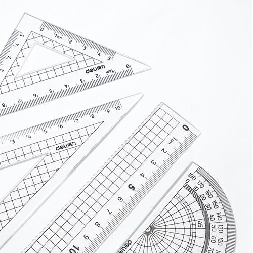 Deli Student Ruler Set Paket Penggaris Isi 4Pcs Untuk Pelajar 9619