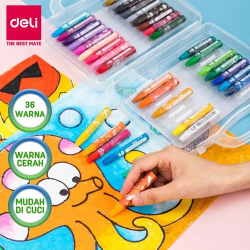 Deli Oil Pastel Crayon 36 warna cerah sempurna tidak beracun EC20134