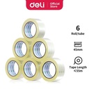 Deli isolasi bening 45mmx60y 6pcs/roll tanpa pewangi 30901