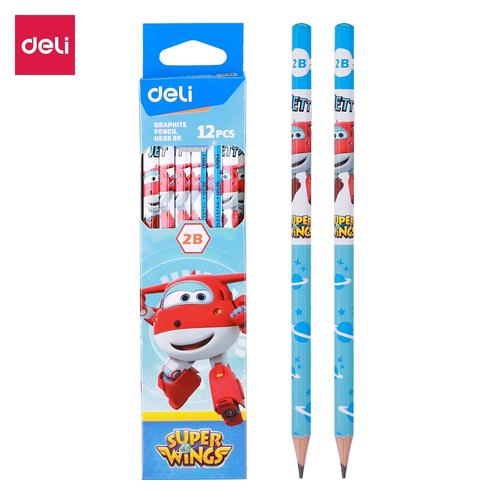 Deli Pensil HB Super Wings 2B dengan penghapus (12pcs/Box) EU53600