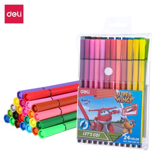 Deli Pensil Cat Air 24 Warna Super Wings Bentuk Hexagonal E10720