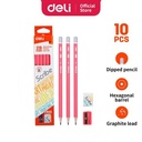 Deli EU51109 Pensil Kayu Grafit 10 pcs dengan penghapus dan rautan