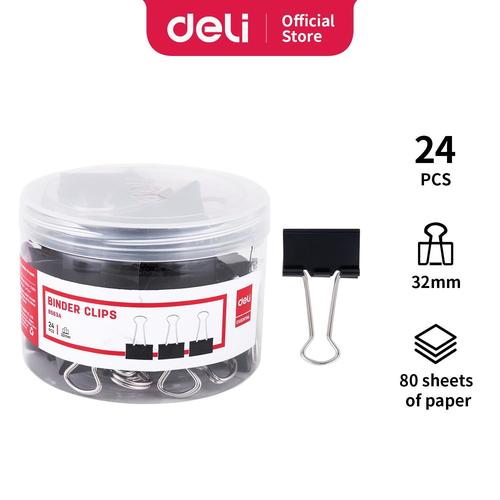 Deli Klip Binder / Binder Clip - Hitam&Black 24/Tube 32mm E8563A