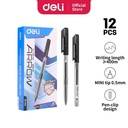 Deli Bolpoin,Pulpen/ Oil Pen - 0.5mm Hitam/Black 12pcs/box EQ00820