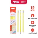 Deli EU51100 Graphite Pencil 2B with Eraser - Warna Campuran