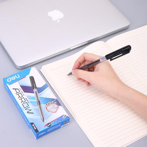 Deli EQ00820 BallPoint Pen / Pulpen 0.5mm Hitam 1 BOX / 12 Pcs