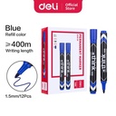 Deli EU10030 (BOX) Permanent Marker/Spidol Permanen-Blue 12 Pcs