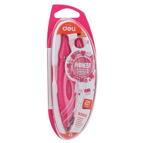 Deli EG20202 Jangka-Plastic Compass w/pencil lead 2pcs-Pink